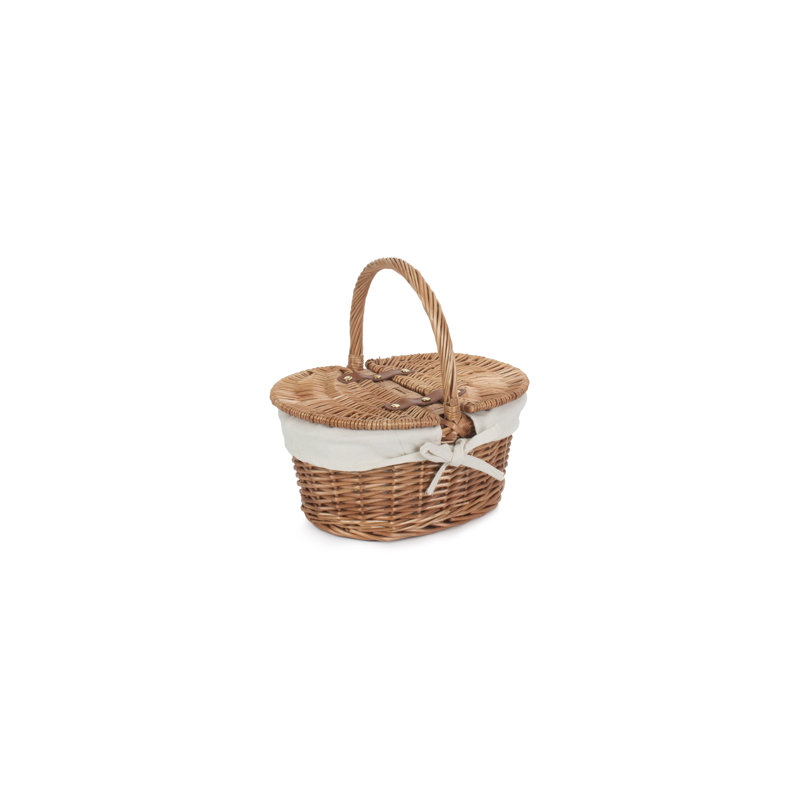 Wicker Child sized Lined Hamper, Light Steamed/White