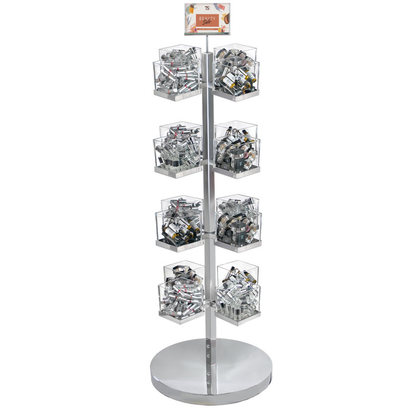 Chrome Arm Cube Bin Floor Tower Display