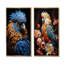 Plumage mystique bleu et jaune - Rhapsodie tropicale - ensemble de 2 impressions sur toile de perroquet-961387744-961387759
