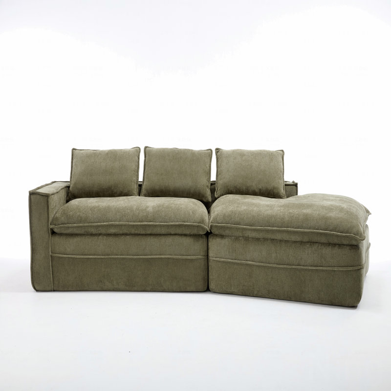 Canapé modulaire minimaliste de style moderne, canapé rembourré avec sièges très profonds, méridienne orientée vers la droite