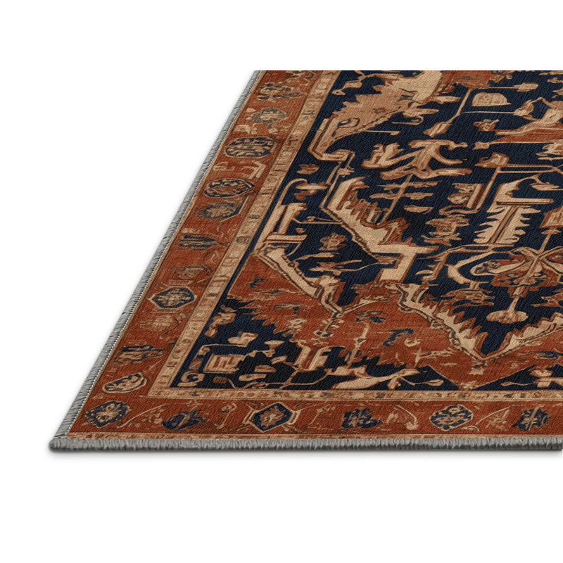 Machine Washable Persian Brown Area Rug, Rectangle 6' x 9'
