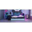 Lit de jour en bois pleine grandeur avec lit gigogne simple, bureau et port USB, bleu nuage-683912845