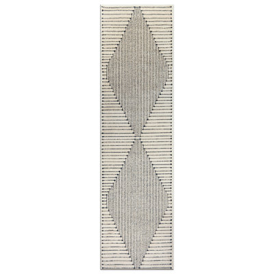 Tapis géométrique moderne crème et noir