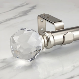 Harri Bridgon Clear Faceted Single Curtain Rod Set Adjustable 1.125" Dia