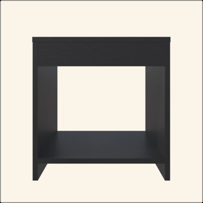 Table de chevet noire avec rangement ouvert