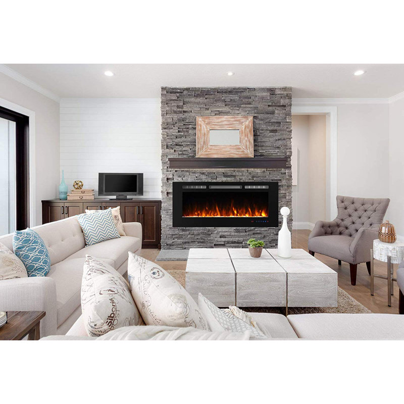 Millner Modern WiFi Recessed Electric Fireplace Insert, Fireplace Heater for Living Room,Timer, Overheating Protection, Touch Screen, Remote, Black