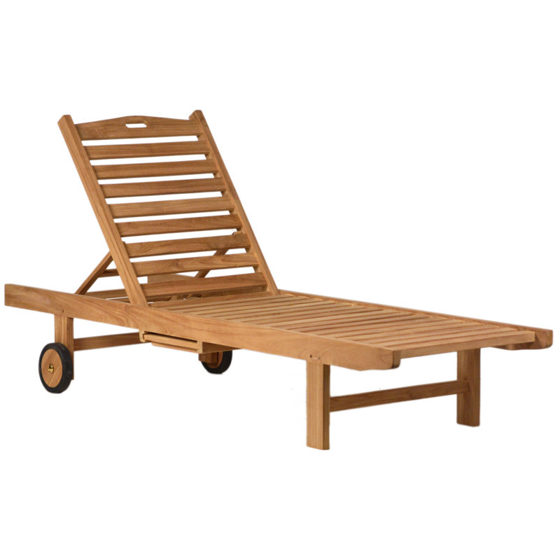 Andy 79'' Long Reclining Teak Single Chaise