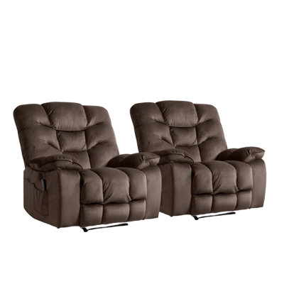 Fauteuil de massage moderne en microfibre 40,2 "avec chauffage et USB (ensemble de 2)