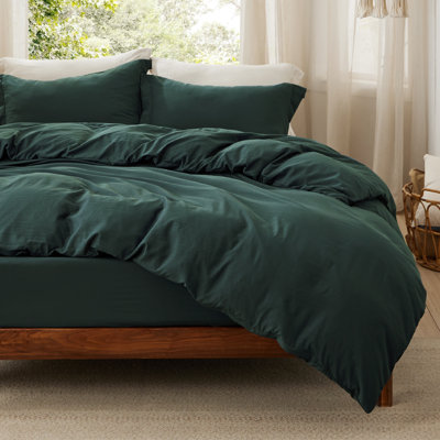  Ensemble de literie pour grand lit avec drap-housse - Ensemble de literie extra doux en coton prélavé 4 pièces