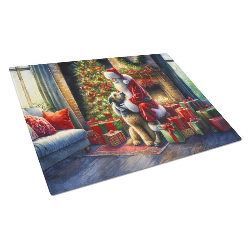Planche à découper en verre Irish Wolfhound and Santa Claus