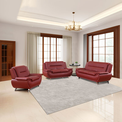 Mega 3 - Piece Faux Leather Living Room Set by Latitude Run
