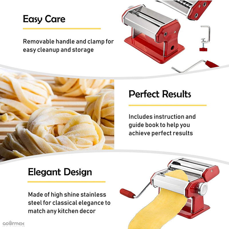 G-WELL Manual Pasta Maker with 3 Attachments