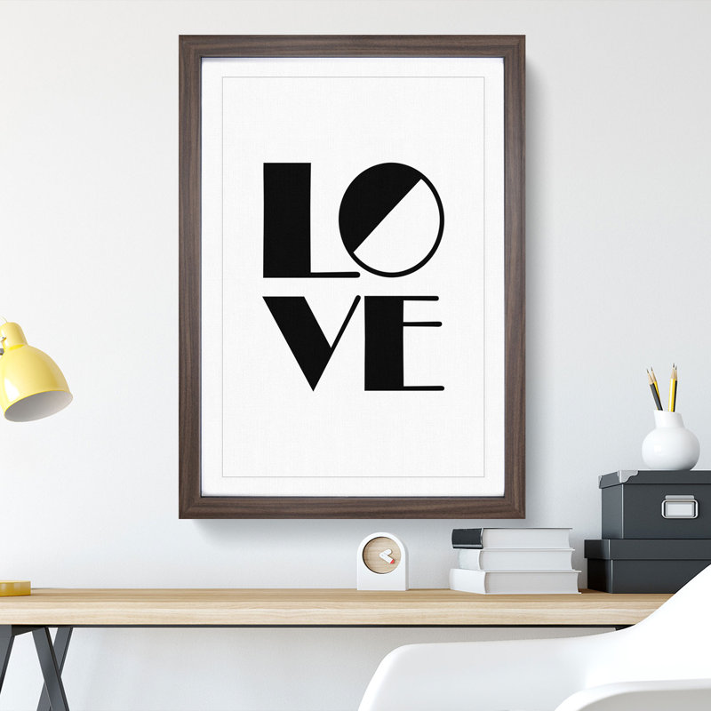 Love Block - Picture Frame Typography, Walnut Framed, 36cm H x 27cm W x 2cm D