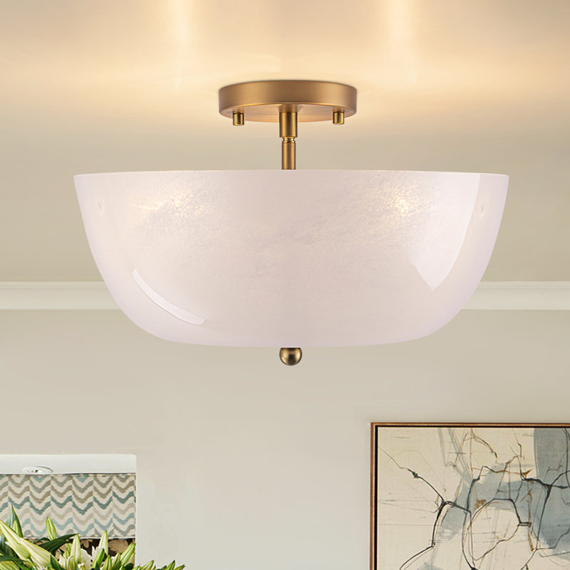 Plafonnier semi-encastré en verre 3 lumières