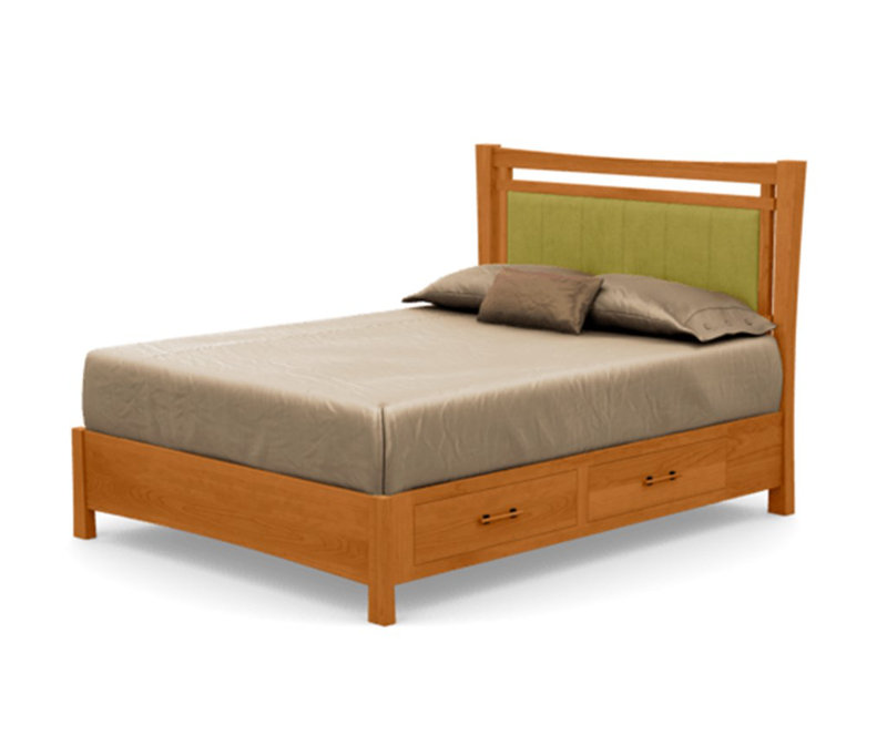Monterey Upholstered Platform Storage Bed, Natural Cherry, Queen, Spring