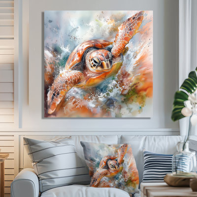 Océan, tortue, voyage II - animaux, impression murale en métal