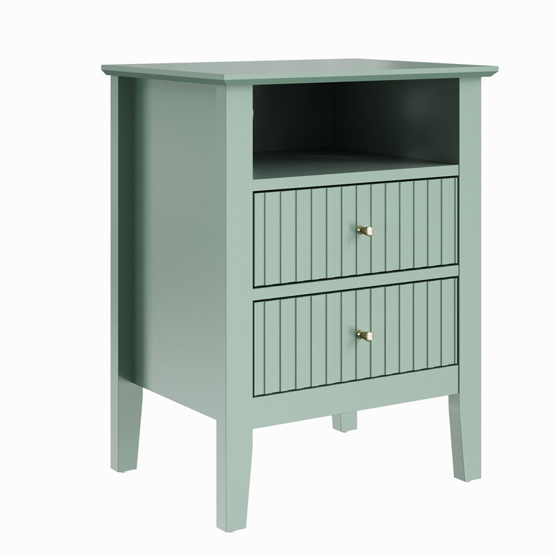 Amberrae 2 Drawer Bedside Table, Green 