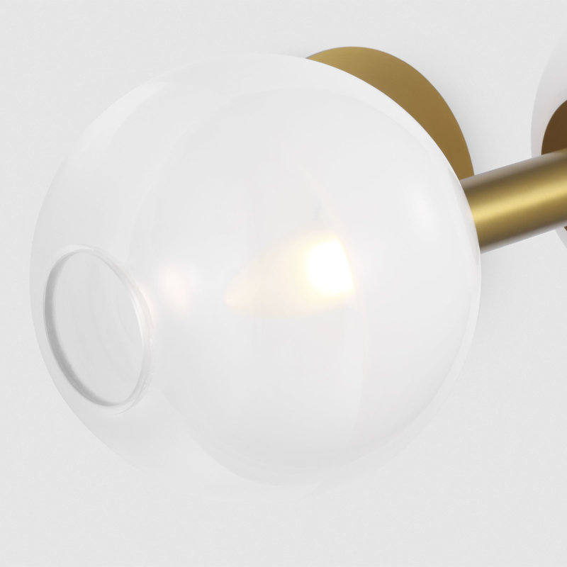 Sean Lavin Torian 2 Light Bathroom Bedroom Wall Fixture With Milk Clear Glass Mix Shade, Burnished Brass