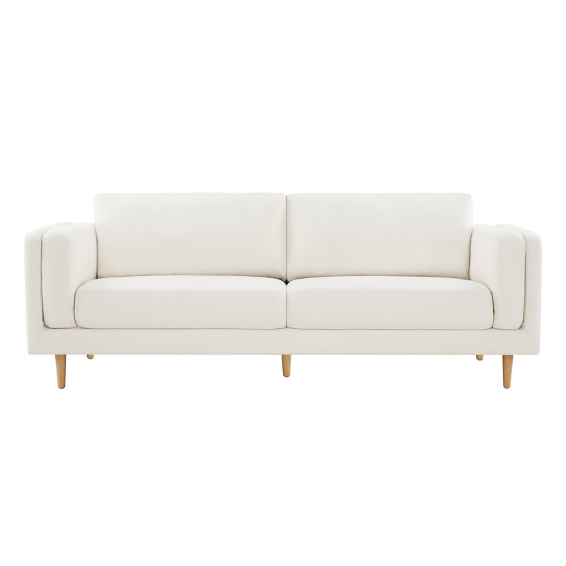Elowen 90.94‘’Upholstered Sofa with Wood Legs, Flannigan Cotton