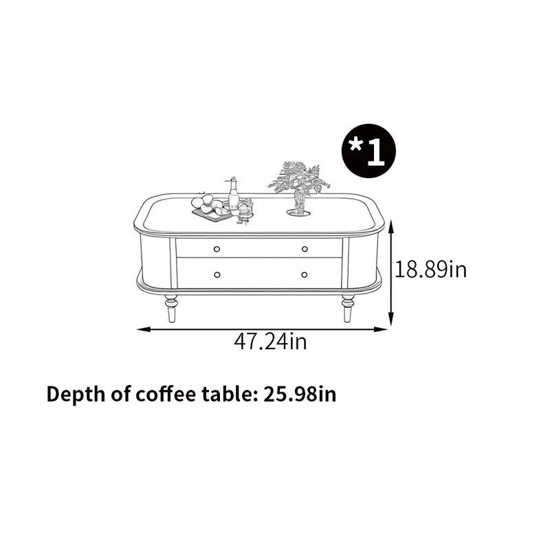 Table basse de style rétro, Crème
