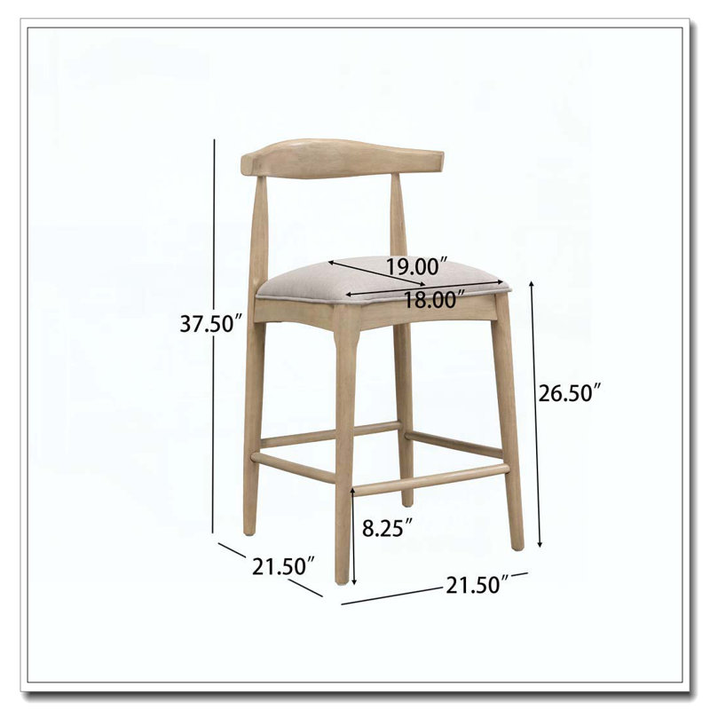 Tabouret de bar en bois, 26.5, Gris
