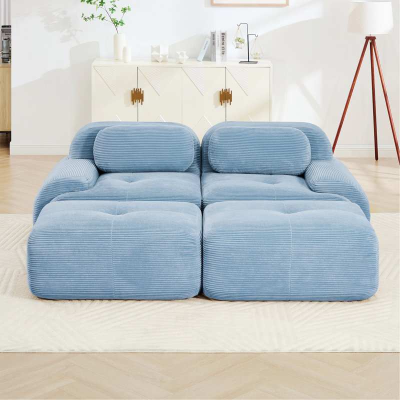 Canapé 2 places à conception modulaire pour plus de confort et de style, Bleu