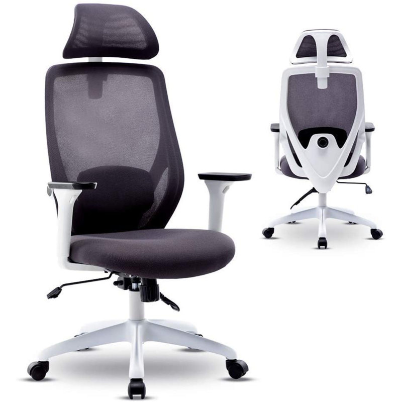 Task Chair with Headrest, White