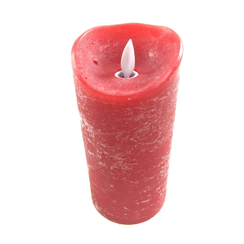 Unscented Flameless Pillar Candle, 15cm H x 7.5cm W x 7.5cm D, Red