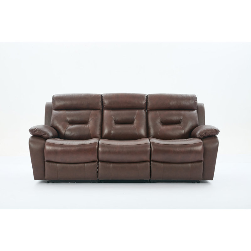 Canapé inclinable en cuir avec console de rangement