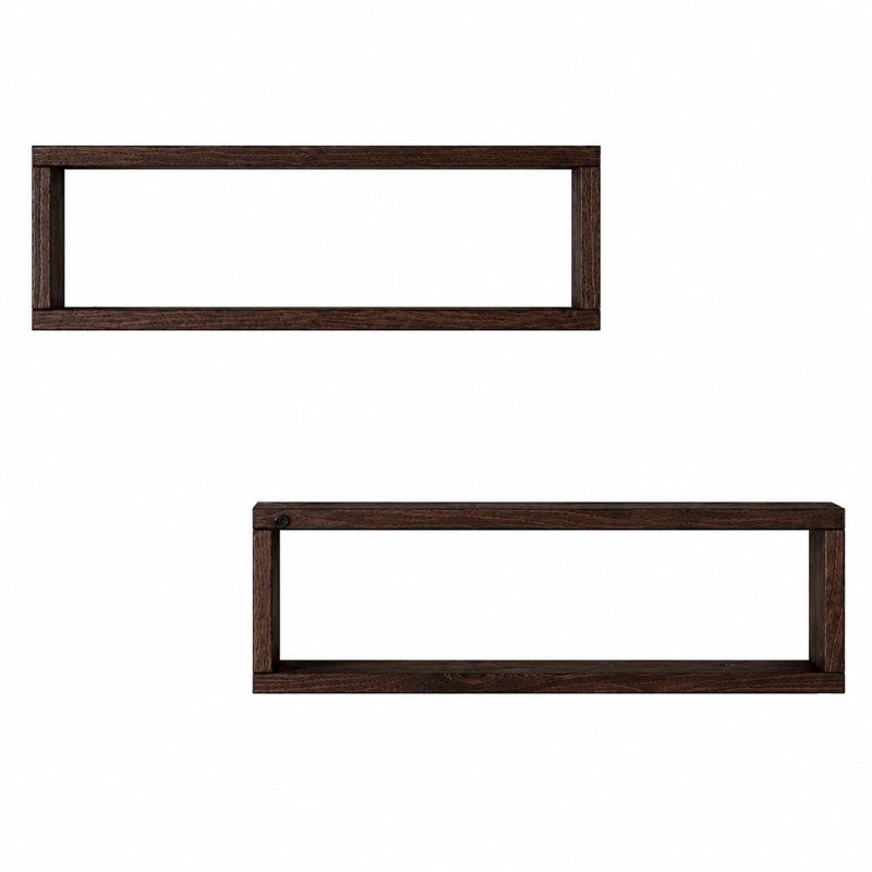Ensemble de 2 tablettes murales en bois massif Gallery, Dark Walnut