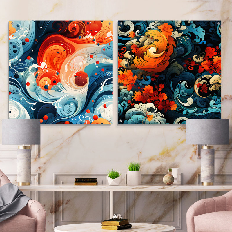 Wallingford - Ensemble de 2 art mural en verre acrylique, H 36 po x l 73 po