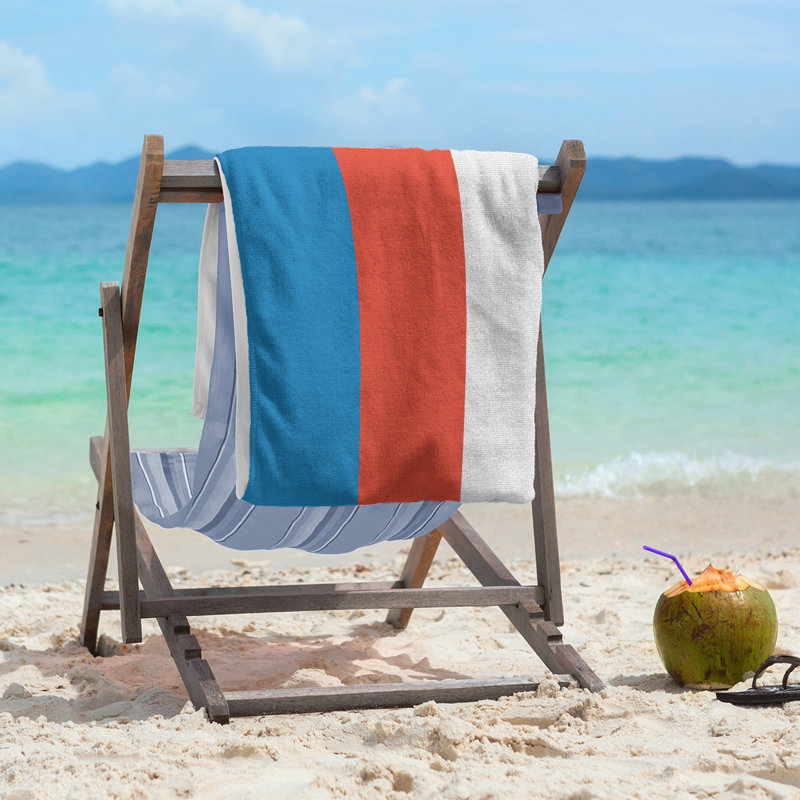 Lightweight Beach Towel, Blue/Orange/White