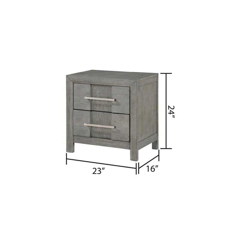 Table de chevet 2 en gris avec fabrication en bois pour la chambre à coucher