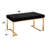 Chic Black Bench With 100% Cover And Base Contemporary Faux Fur & Champagne Finish. Seat, Cushioned. Rectangular Armless Backless Form. "C" Metal In. Transforms Room Look. 15.78"D X