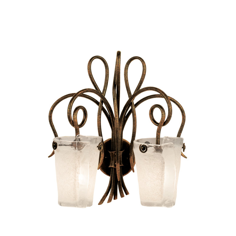 Éclairage pour meuble-lavabo 2 lumières Tribecca, Cuivre antique, Verre délicat antique Tribecca