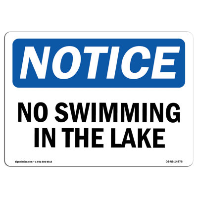 No Swimming In The Lake Aluminum Sign 12 x 18