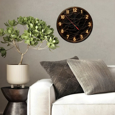 10'' Round MDF Wall Clock with Silent Quartz Movement and No-Drill Hanging Hook(AA Batteries Not Included)