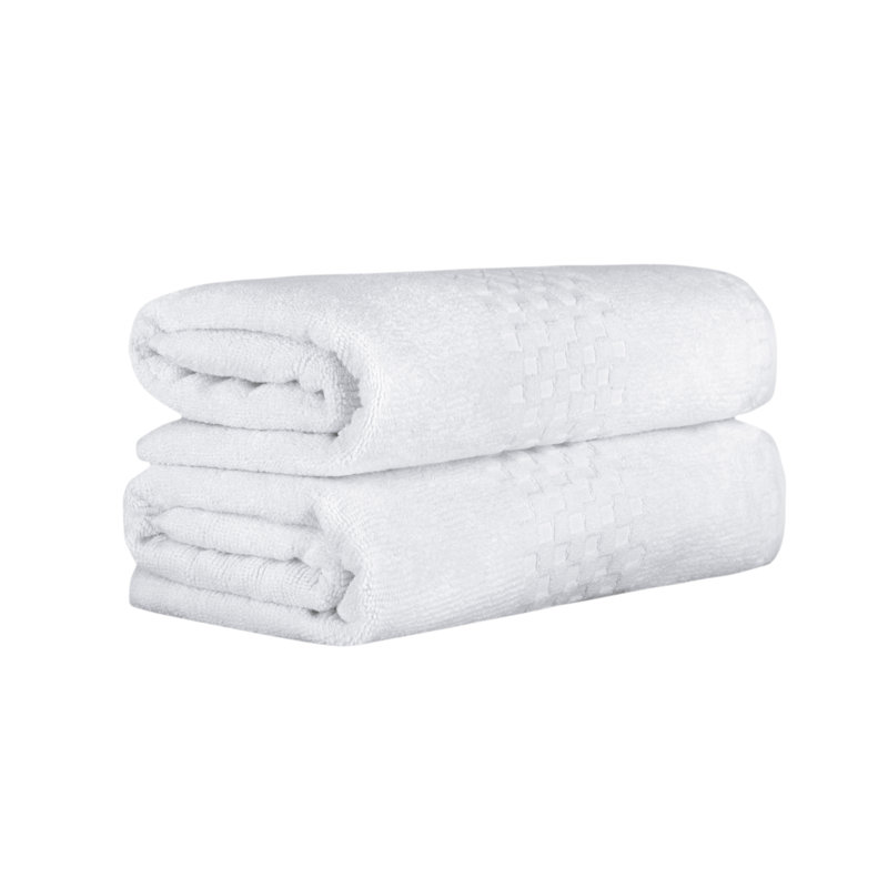 Yochman 100% Cotton Plush Jacquard Bath Sheet, White