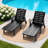 HDPE Outdoor Chaise Lounge – 5-Position Adjustable with Wheels & Cup Holder-111266789