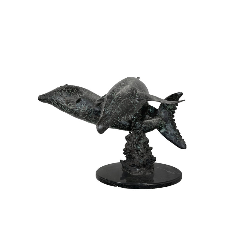 Sculpture bronze deux baleines