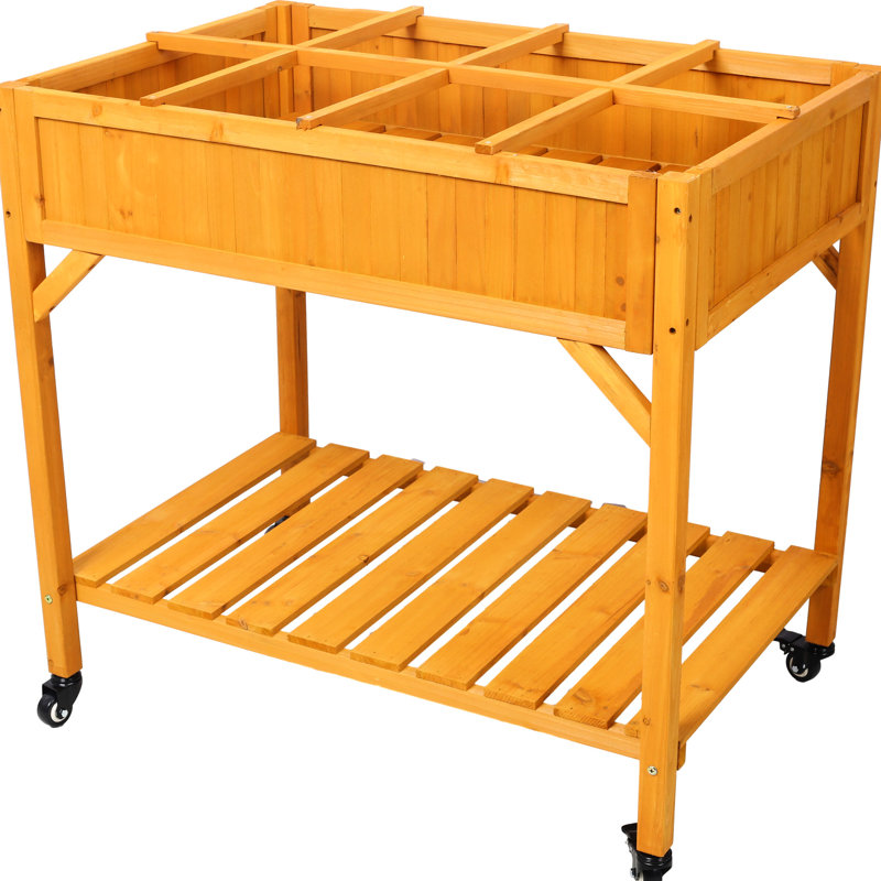 Jardinière mobile surélevée mobile pour plantes: avec roues verrouillables, tablette de rangement et trous de drainage pour une plante en plein essor