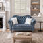 Causeuse Chesterfield 66,5 po, canapé capitonné en velours avec accoudoirs roulés et garniture cloutée, gris-115948907