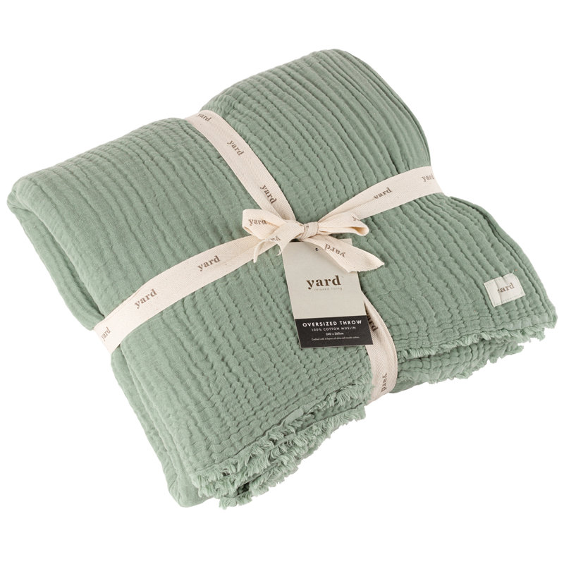 Knitted Throw Blanket, Light Green, W240 x L260cm