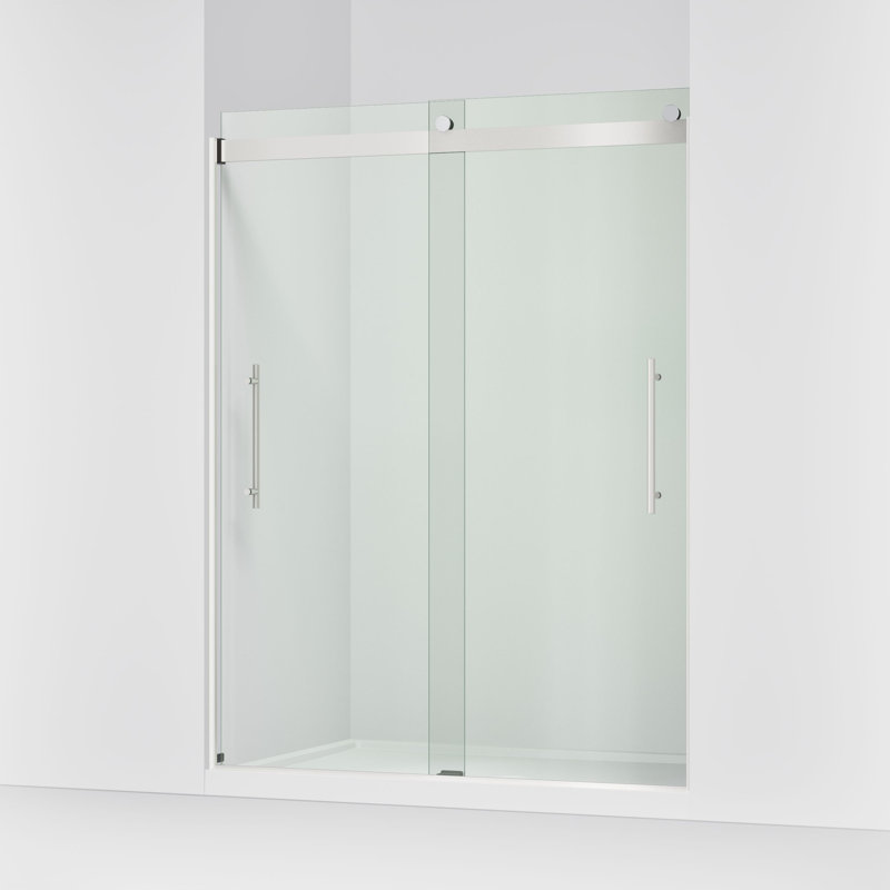 Porte de douche coulissante sans cadre Levity Plus, 77-9 / 16 po H 56-5 / 8 - 59-5 / 8 po L, avec verre transparent de 5/16 po d'épaisseur