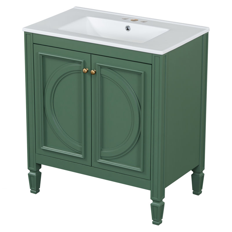 Meuble-lavabo 30 po avec lavabo, Argent argent, Blanc