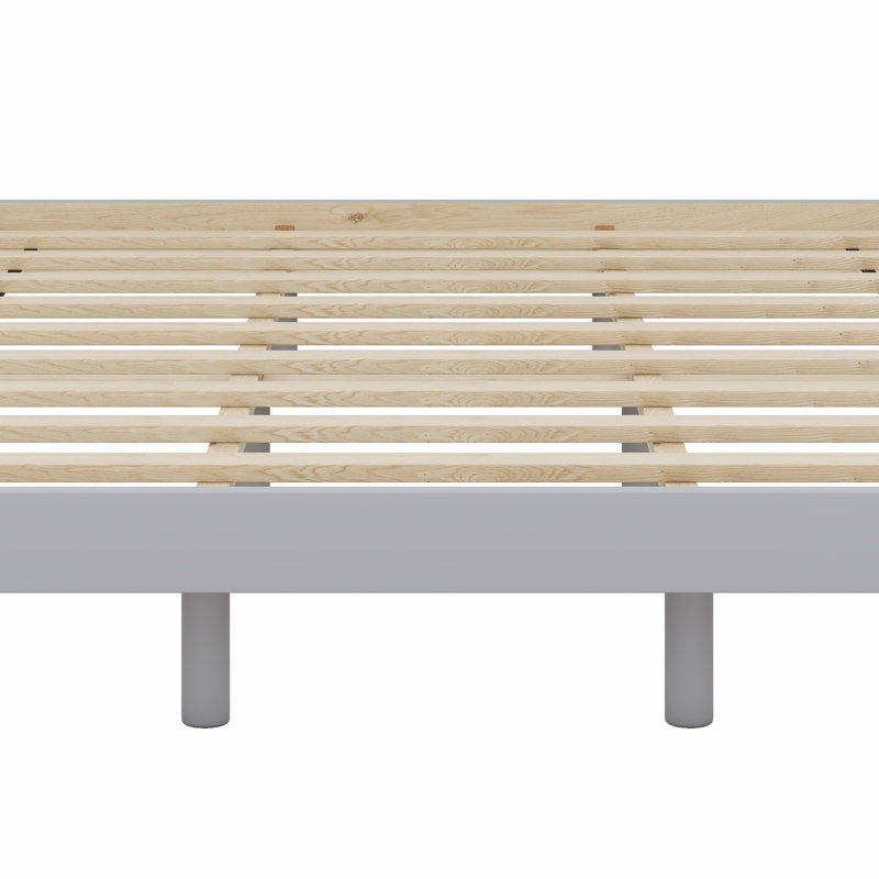 Modern Design Floating Platform Bed Frame, Gray, Queen