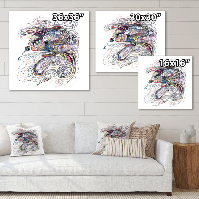 «Magic Mother Fish», peinture sur toile, Toile tendue, H 36 po x l 36 po