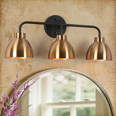 Luminaire de salle de bain moderne à 3 lumières à intensité variable noir / laiton