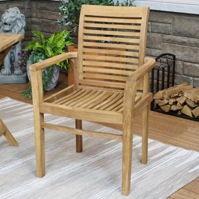 Heins Teak Wood Outdoor Dining Armchair