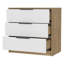 Commode 3 tiroirs blanche et pin avec plateau supérieur pour le rangement de la chambre à coucher | Idée de cadeau-1777593036